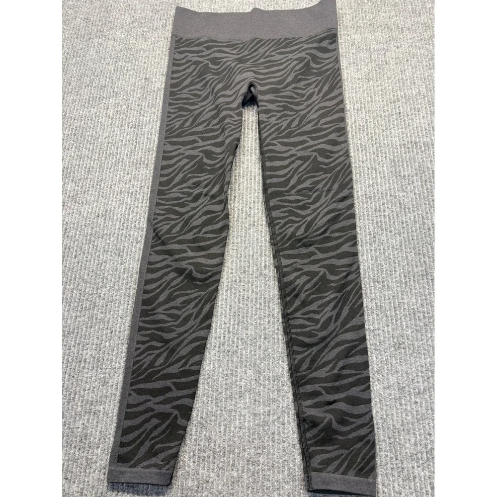Ivivva Lululemon Girls Size 14 Zebra Print Seamless Leggings Charcoal Grey Black